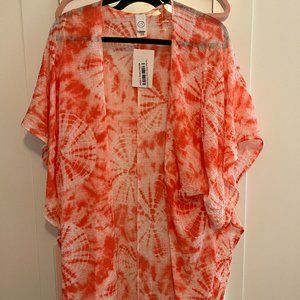 CY Fashion Tie Dye Kimono coral/ orange  SZ L  NWT